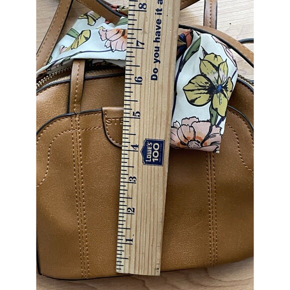 Steve Madden Brown Mini Dome Satchel Crossbody Bag w/ Floral Scarf - Picture 13 of 13